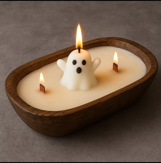 Spooky ghost dough bowl candle