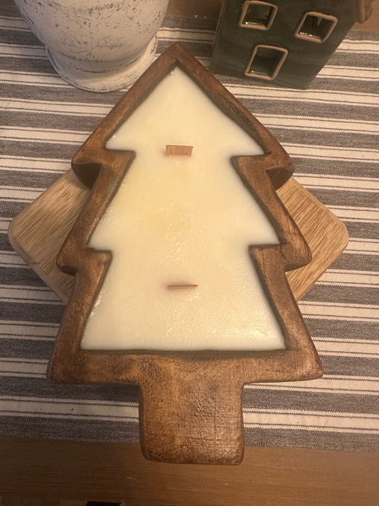🎄 Tree Dough Bowl Candle – Cozy Christmas Farmhouse Glow