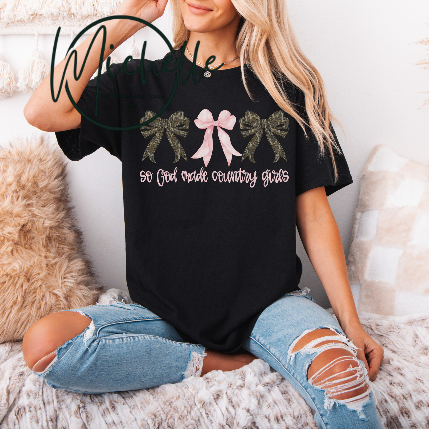 So God Made Country Girls Graphic Tee – Bow Western Shirt