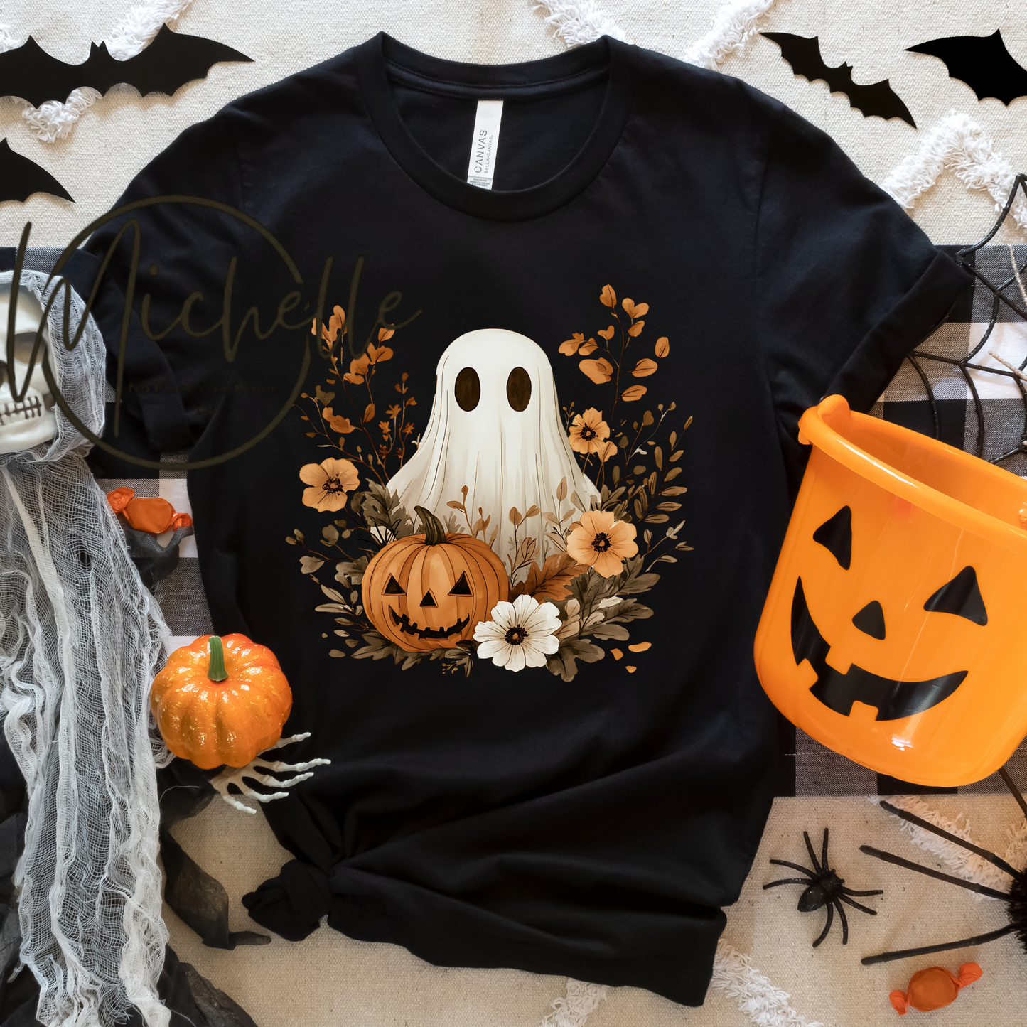 Fall Floral Ghost Tee β Cozy & Cute Halloween Vibes