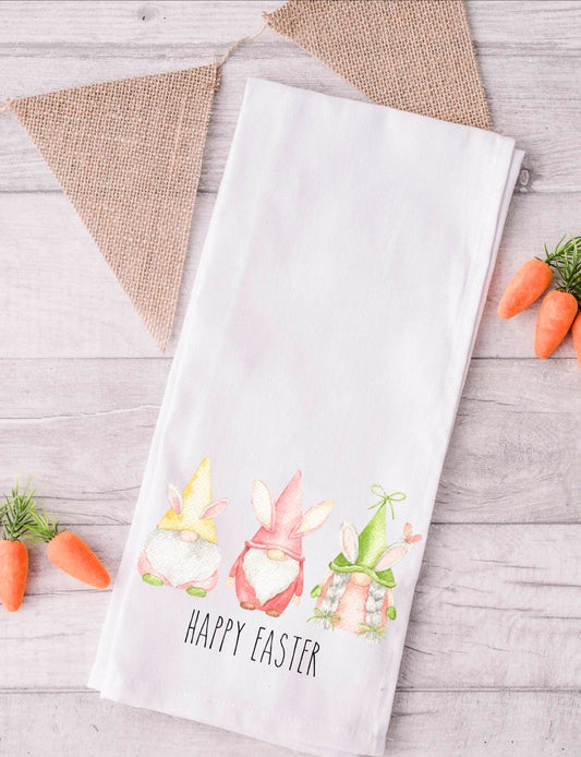 Happy Easter Gnome flour sack hand towel