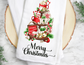 Merry Christmas tier tray flour sack hand towel