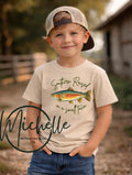 Southern Raised in a Small Town Kids Graphic Tee | Country Boy Shirt | Fishing Kids Tee