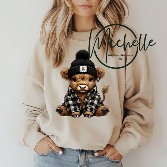 Cozy Cow w/ Carhartt beanie Sweatshirt