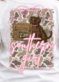 Southern Girl Youth Graphic Tee – Pink Script Camo Dog Design | Southern Kids Shirt