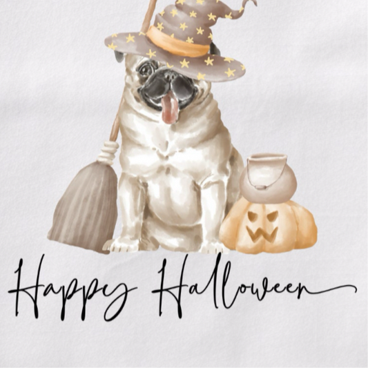 Happy Halloween Pug flour sack hand towel