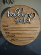 Hello World Wooden birth announcement sign-Baby Stats keepsake