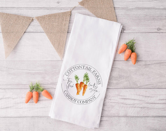 Cottontail Farms Carrot Company flour sack hand towel