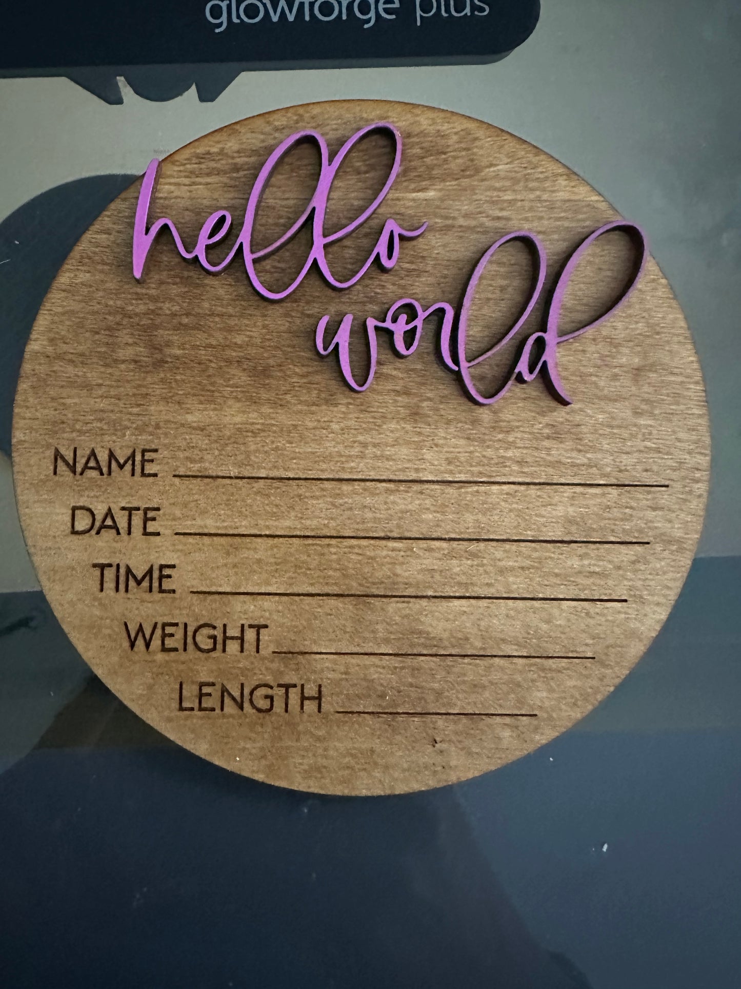 Hello World Wooden birth announcement sign-Baby Stats keepsake