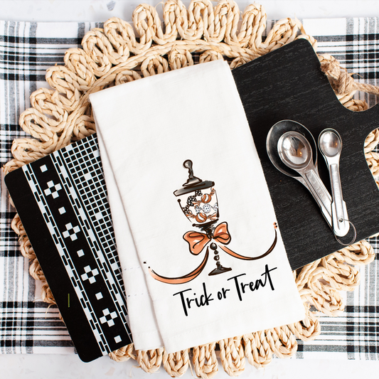 Trick or Treat Candy Jar Halloween Flour Sack Hand Towel