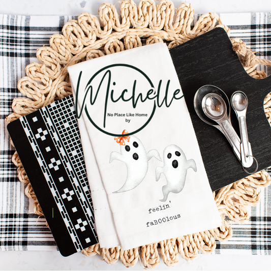 Feelin’ FaBOOlous Halloween Ghost Flour Sack Hand Towel