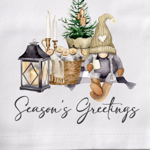 Season's Greetings Gnome flour sack hand towel