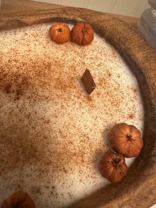 Farmhouse Fall Dough Bowl Candle – Pumpkin & Cinnamon Scented