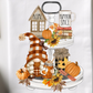 Fall tier tray gnome flour sack hand towel