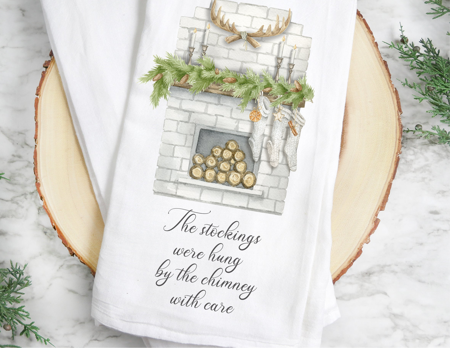 Stockings were hung flour sack hand towel