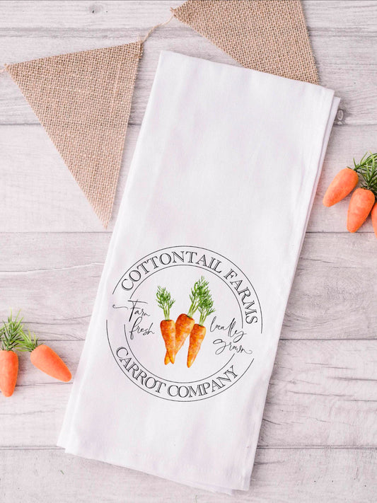 Cottontail Farms Carrot Company flour sack hand towel