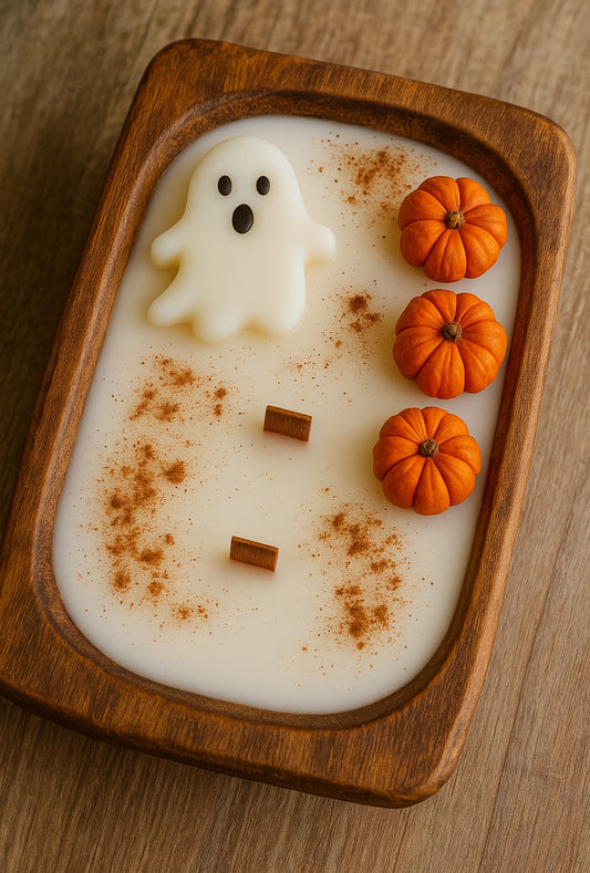 Spooky dough bowl candle w/ghost & pumpkins
