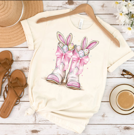 Easter Cowboy Boot Bunny T-Shirt, Graphic T, Easter Shirt, Holiday T-shirt, Soft Cotton shirt