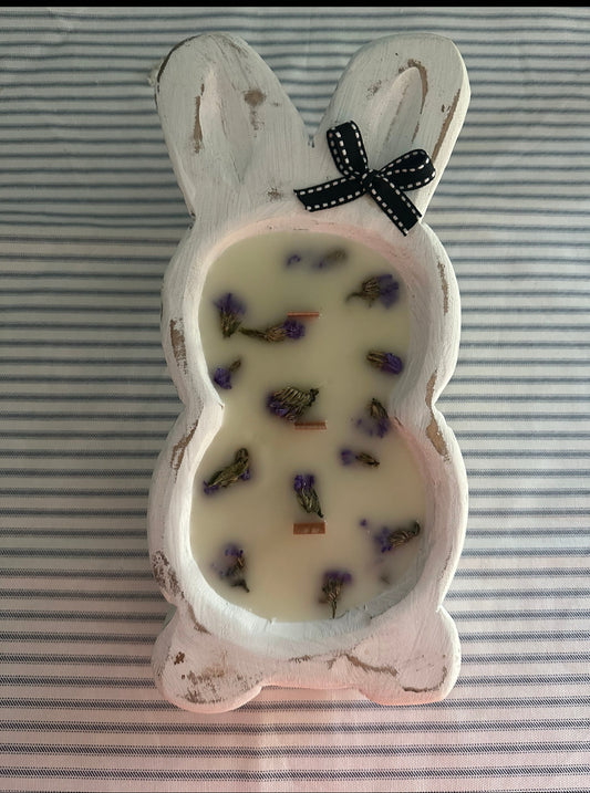 Small Bunny w/ lavender buds dough bowl candle