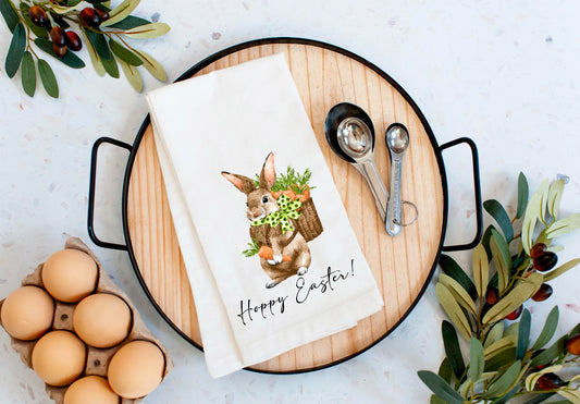 Happy Easter Bunny flour sack hand towel