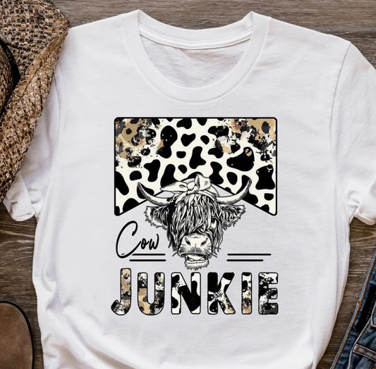 Cow Junkie T-Shirt, Graphic T, Highland Cow Shirt, T-shirt, Soft Cotton shirt