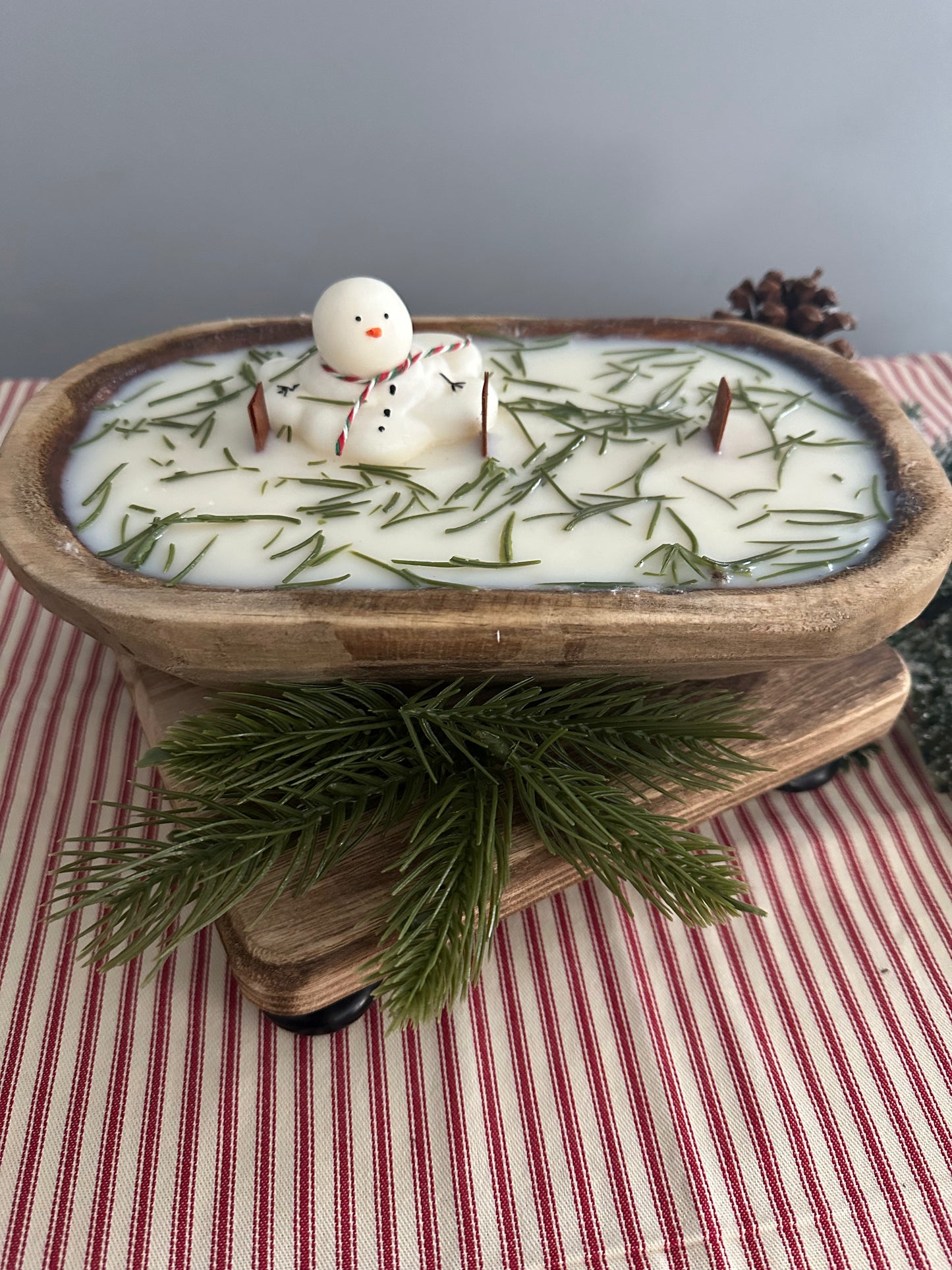 Snowman dough bowl candle