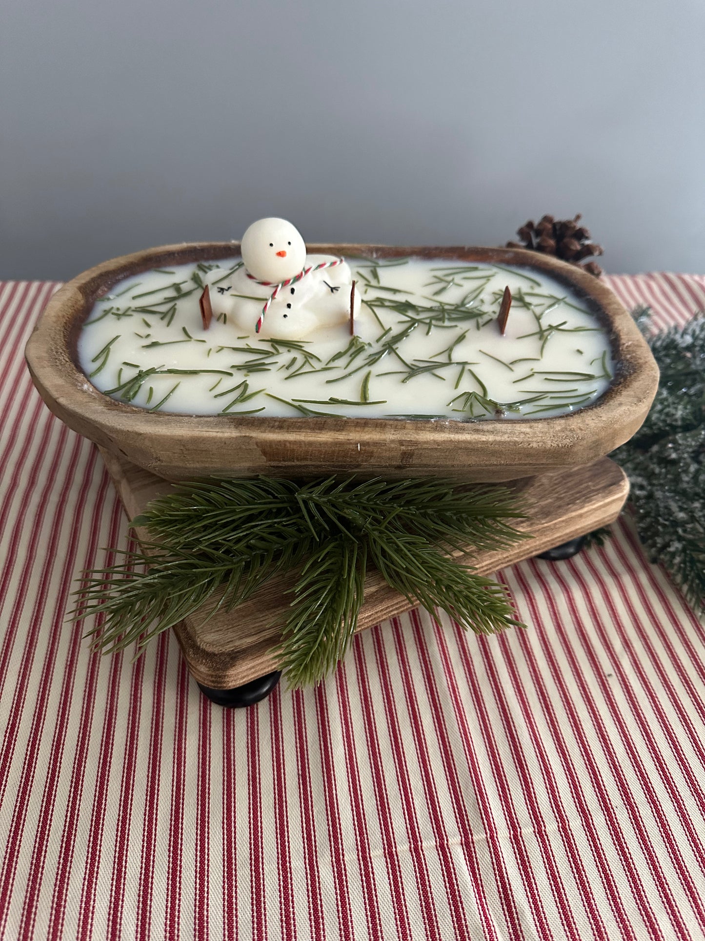 Snowman dough bowl candle