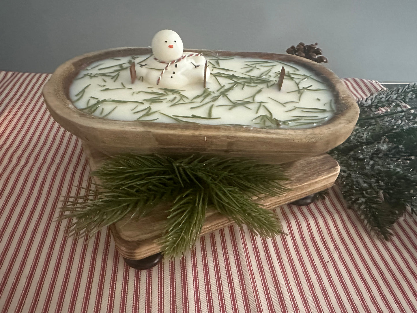 Snowman dough bowl candle