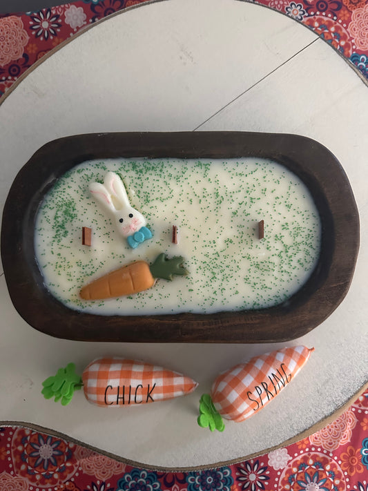 Bunny & Carrot dough bowl candle
