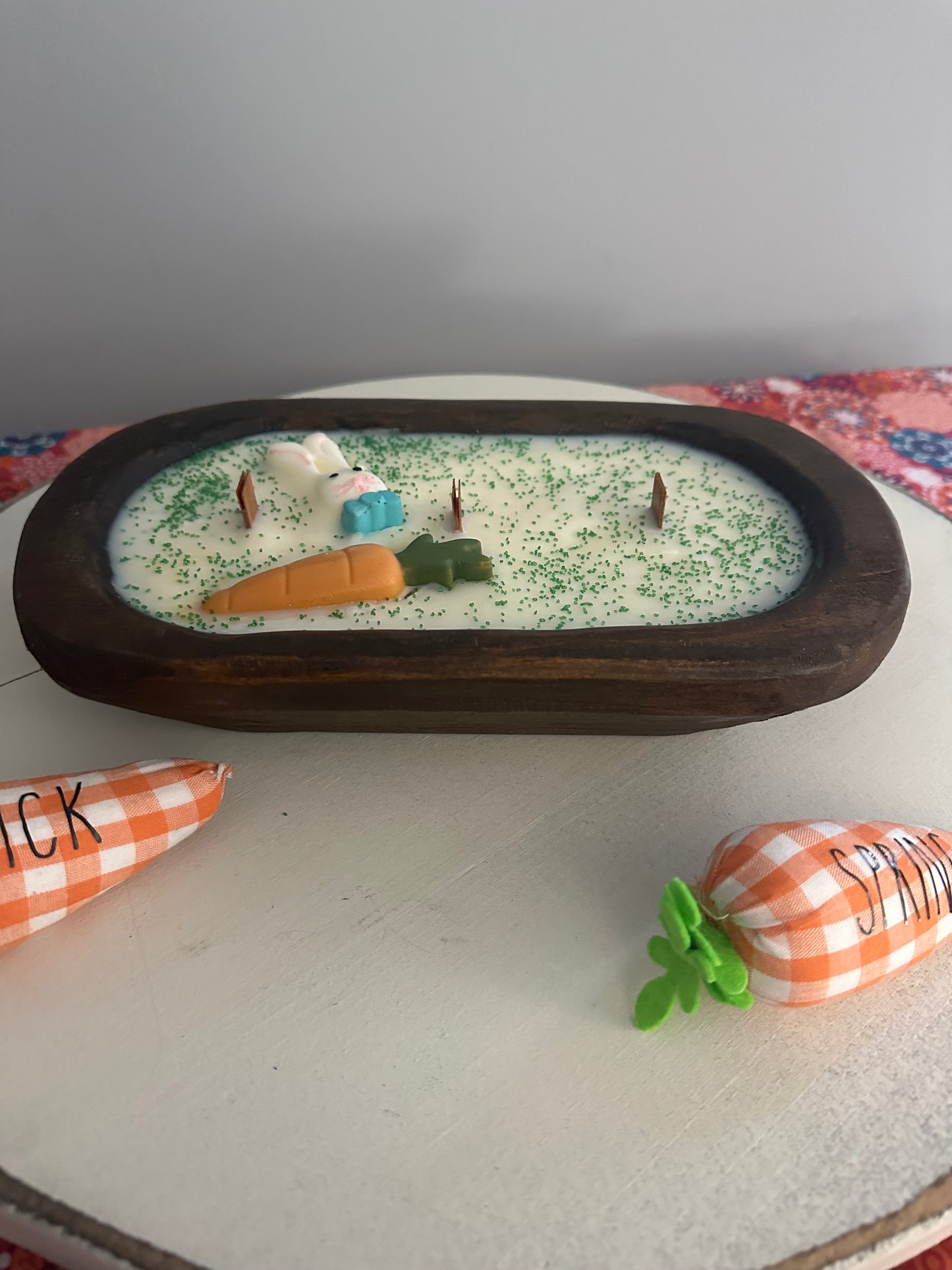 Bunny & Carrot dough bowl candle