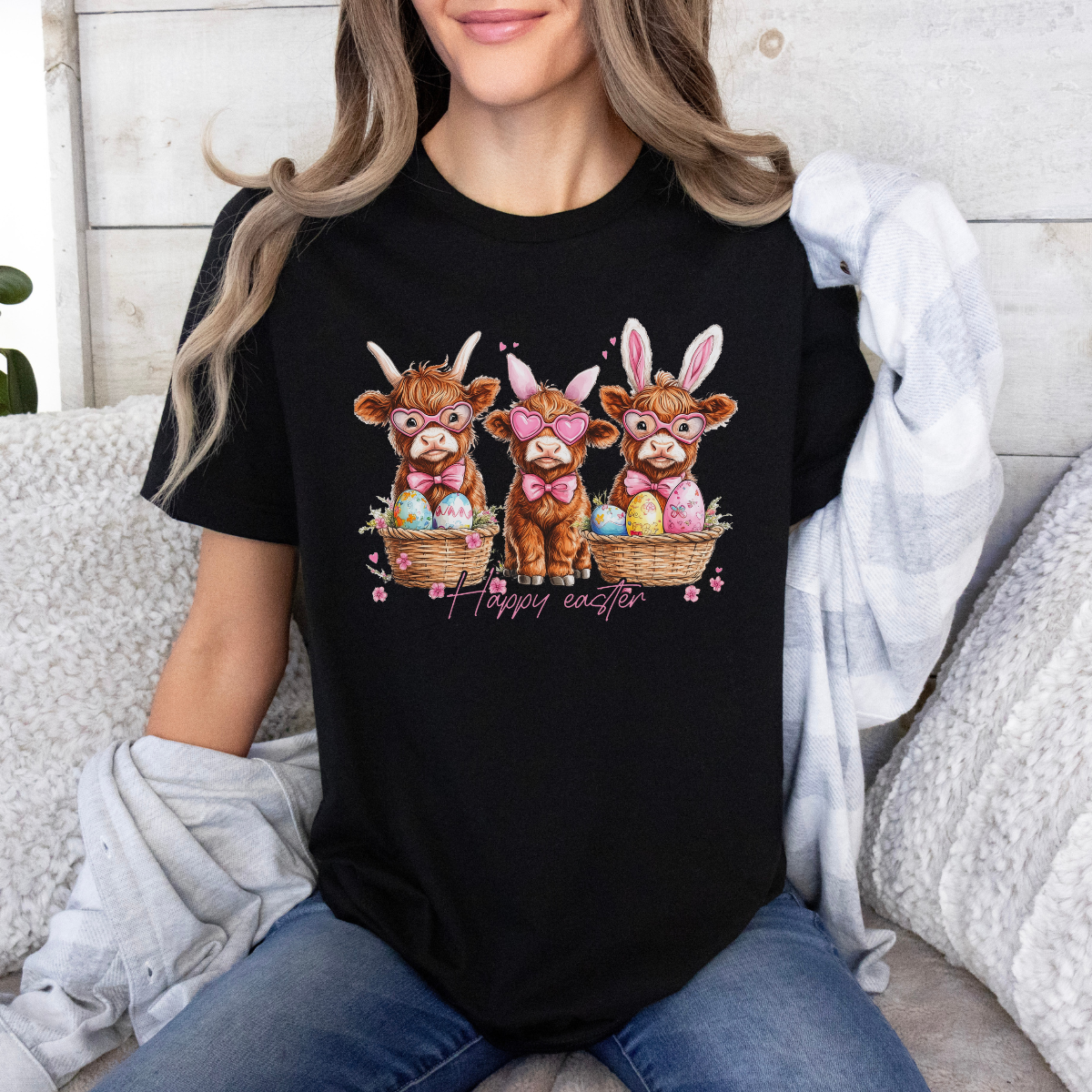 Happy Easter Highland Cows T-Shirt, Graphic T, Easter Shirt, Holiday T-shirt, Soft Cotton shirt