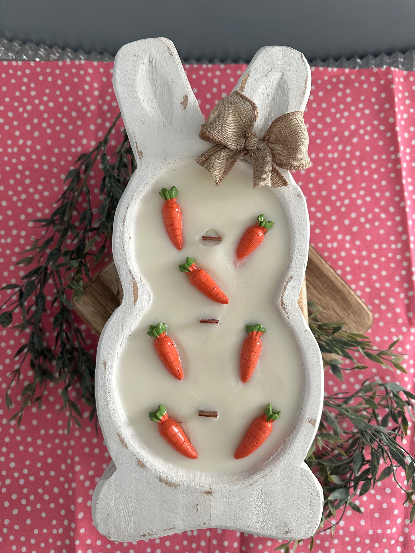 Large Bunny w/ Carrots dough bowl candle