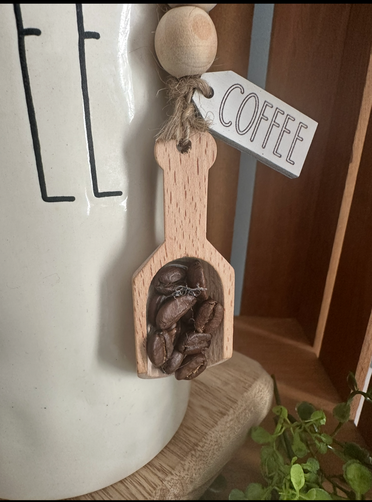 Mini Coffee Scoop Charm with Beads – Farmhouse Coffee Bar Decor