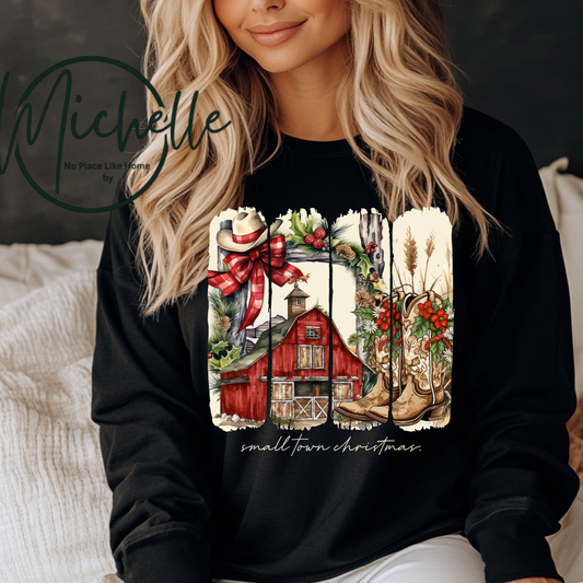 🎄 Small Town Christmas Tee with Barn